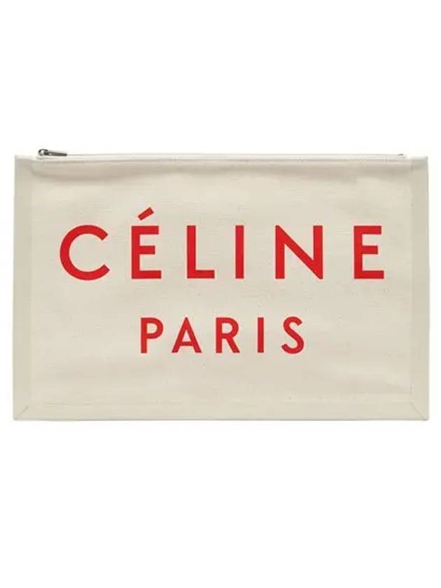 CELINE Logo Clutch Bag White