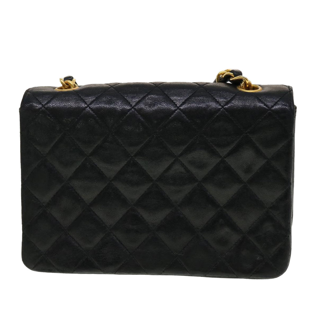 Top Quality Chanel Mini Matelasse Chain Shoulder Bag Lamb Skin Black CC Auth 42862A