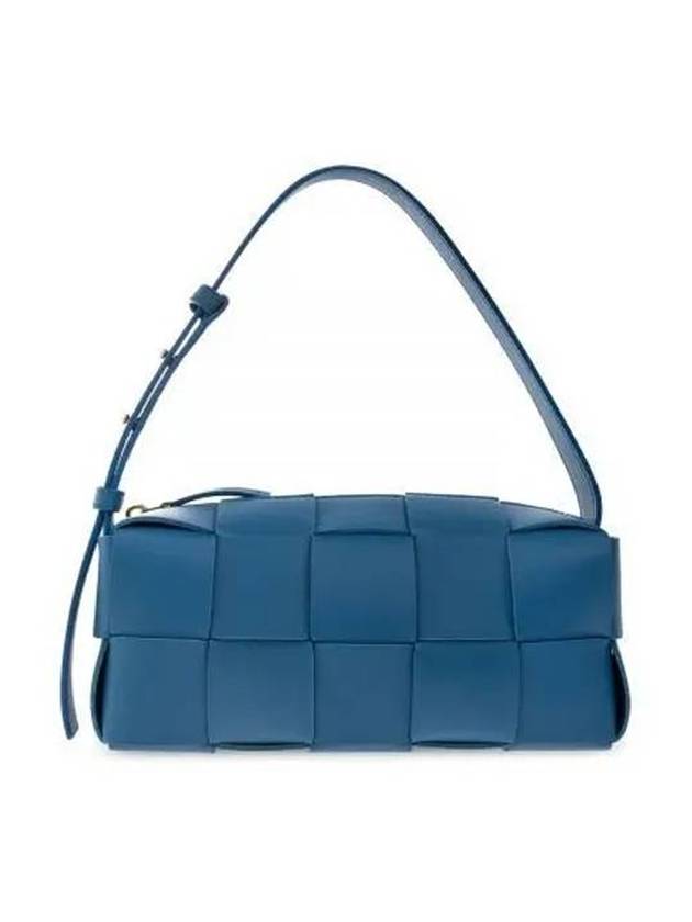Bottega Veneta Brick Cassette Intrecciato Small Shoulder Bag Blue