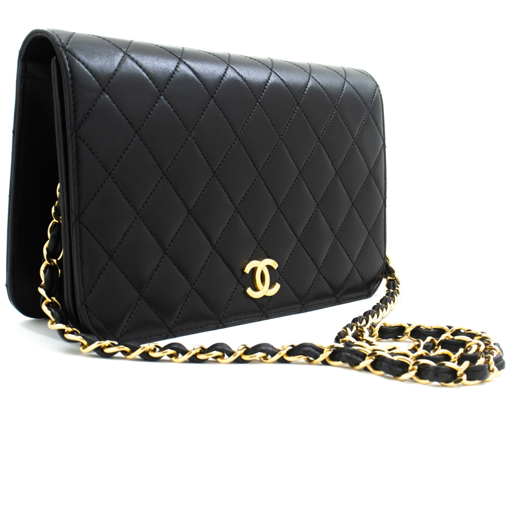 Top Quality Chanel Full New Chain Shoulder Bag Clutch Black Quilted Lambskin