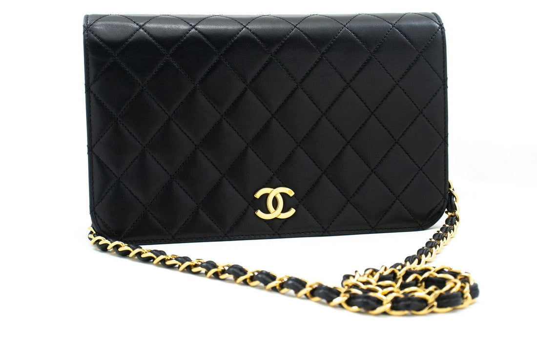 Top Quality Chanel Full New Chain Shoulder Bag Clutch Black Quilted Lambskin