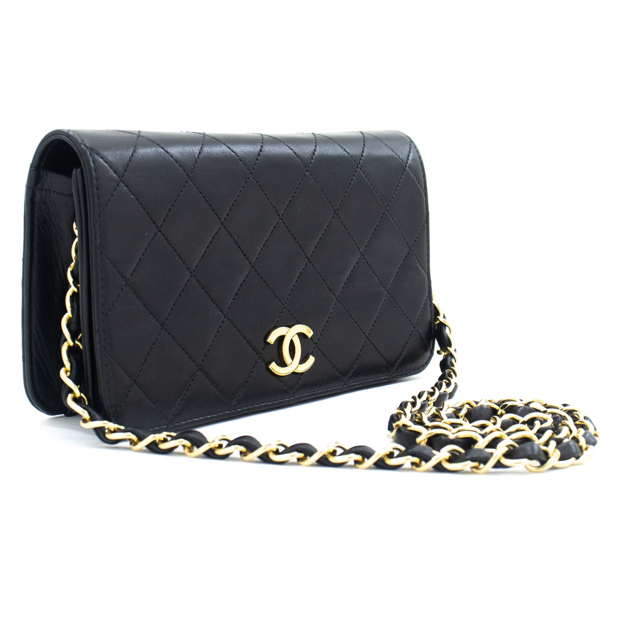 Top Quality Chanel Full New Chain Shoulder Bag Clutch Black Quilted Lambskin