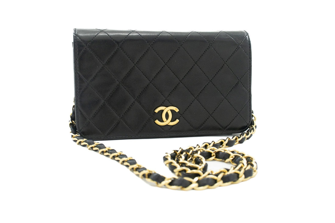 Top Quality Chanel Full New Chain Shoulder Bag Clutch Black Quilted Lambskin
