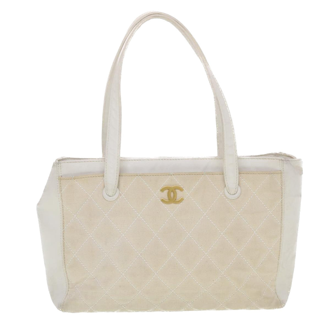 Top Quality Chanel Matelasse Wild Stitch Tote Bag Canvas Beige CC Auth 43309