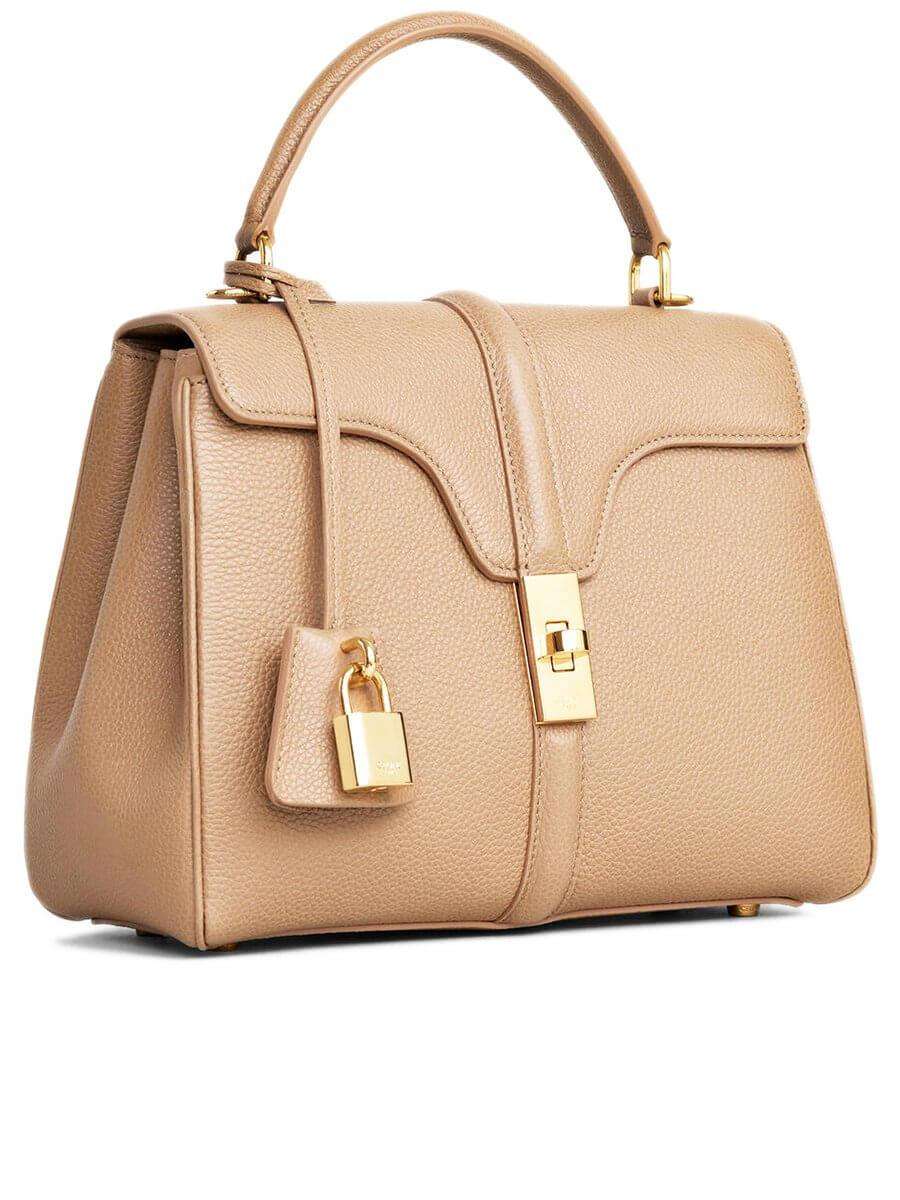 Small 16 Bag in Beige Grained Calfskin