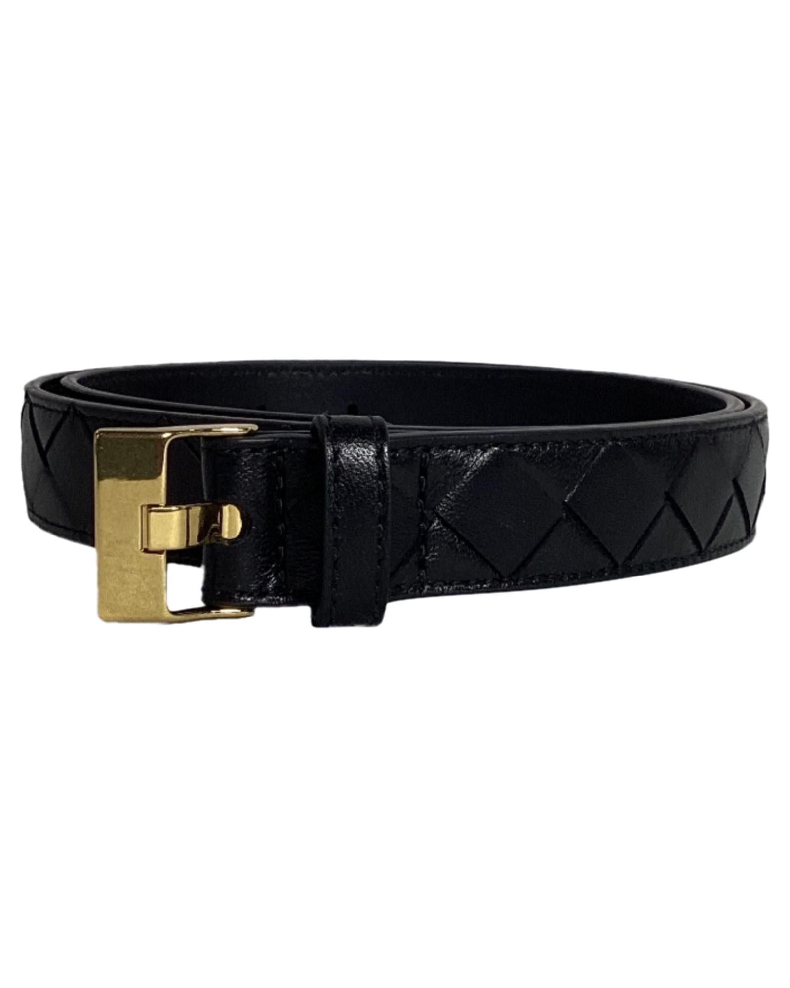 Bottega Veneta Intrecciato Leather Belt Women Black