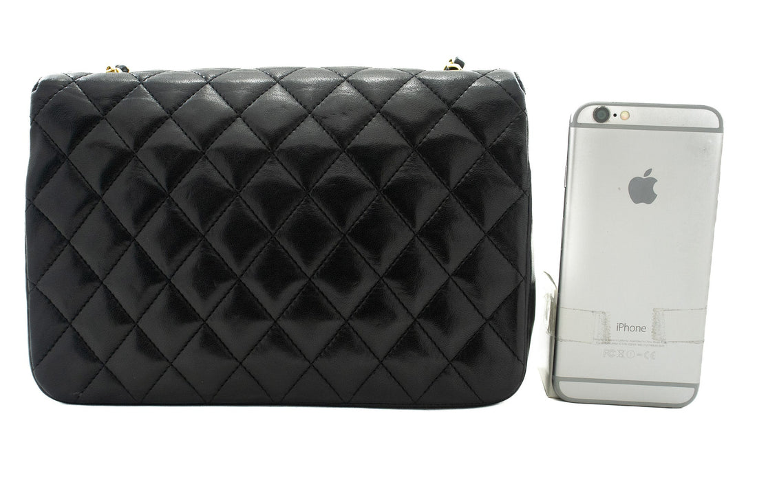CHANEL Half Moon Chain Shoulder Bag Crossbody Black Quilted Flap k22