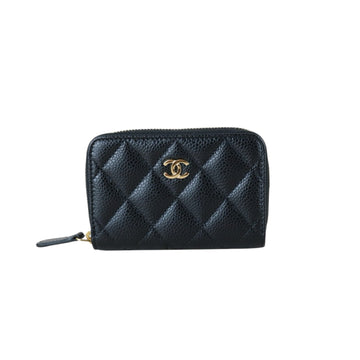 Excellent?Rank SA??CHANEL Caviar Skin Calf Leather Coin Purse Black Made In 2018~2019 Year?X25060311