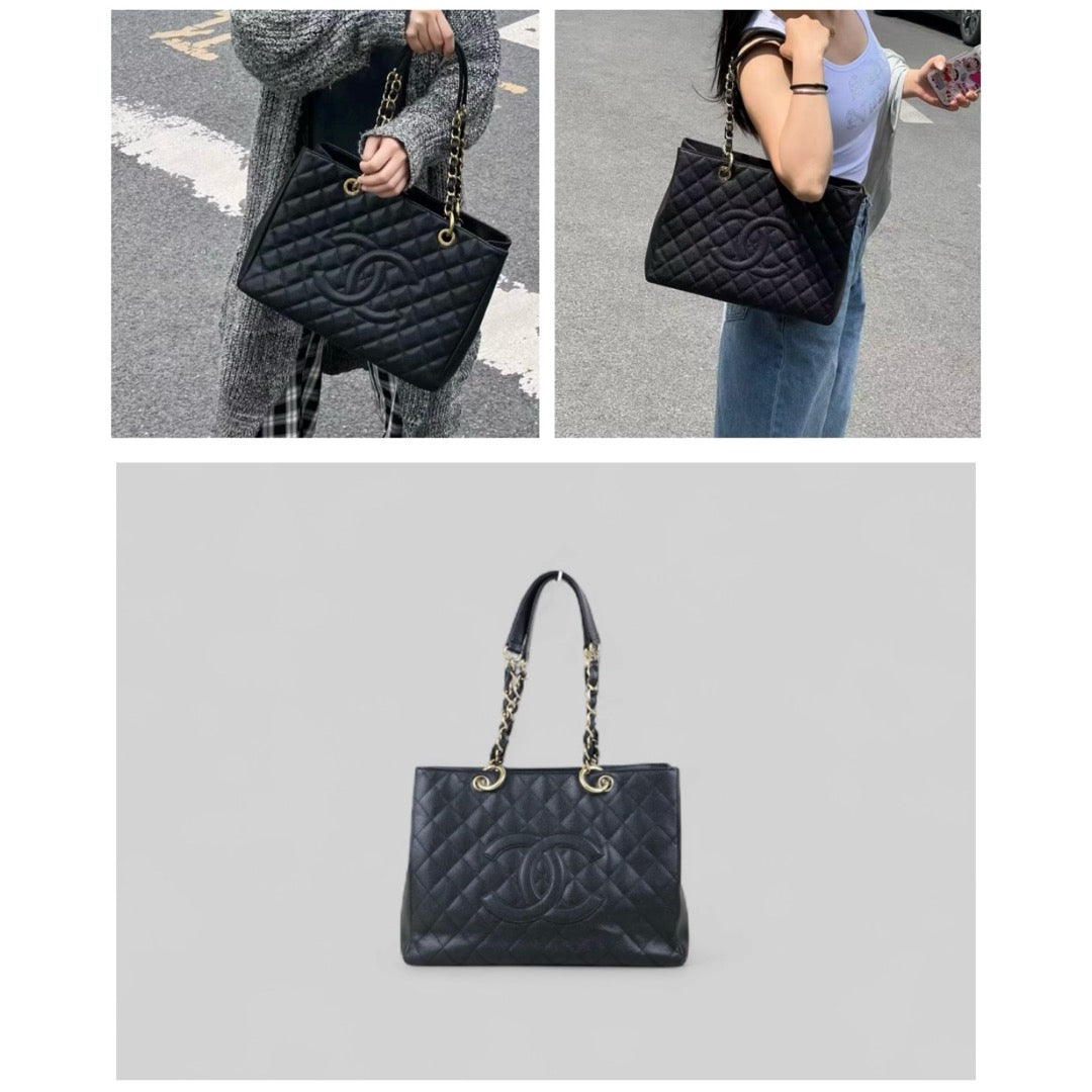 Good ( Rank AB)? CHANEL Matrasse GST Chain Tote Bag Caviar Skin Black  Made In 2004 -2005 Year?J25060502