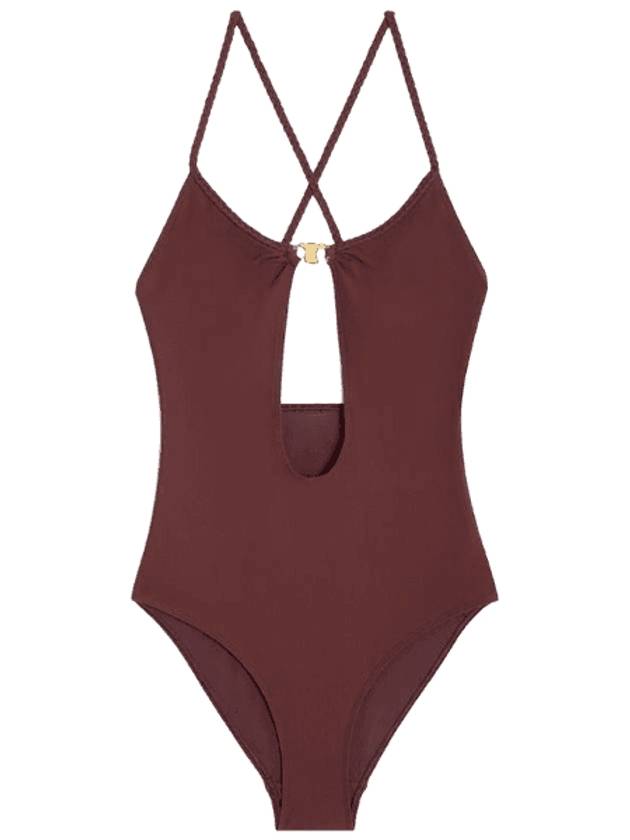 CELINE Triomphe Matte Jersey One-Piece Swimsuit Prune