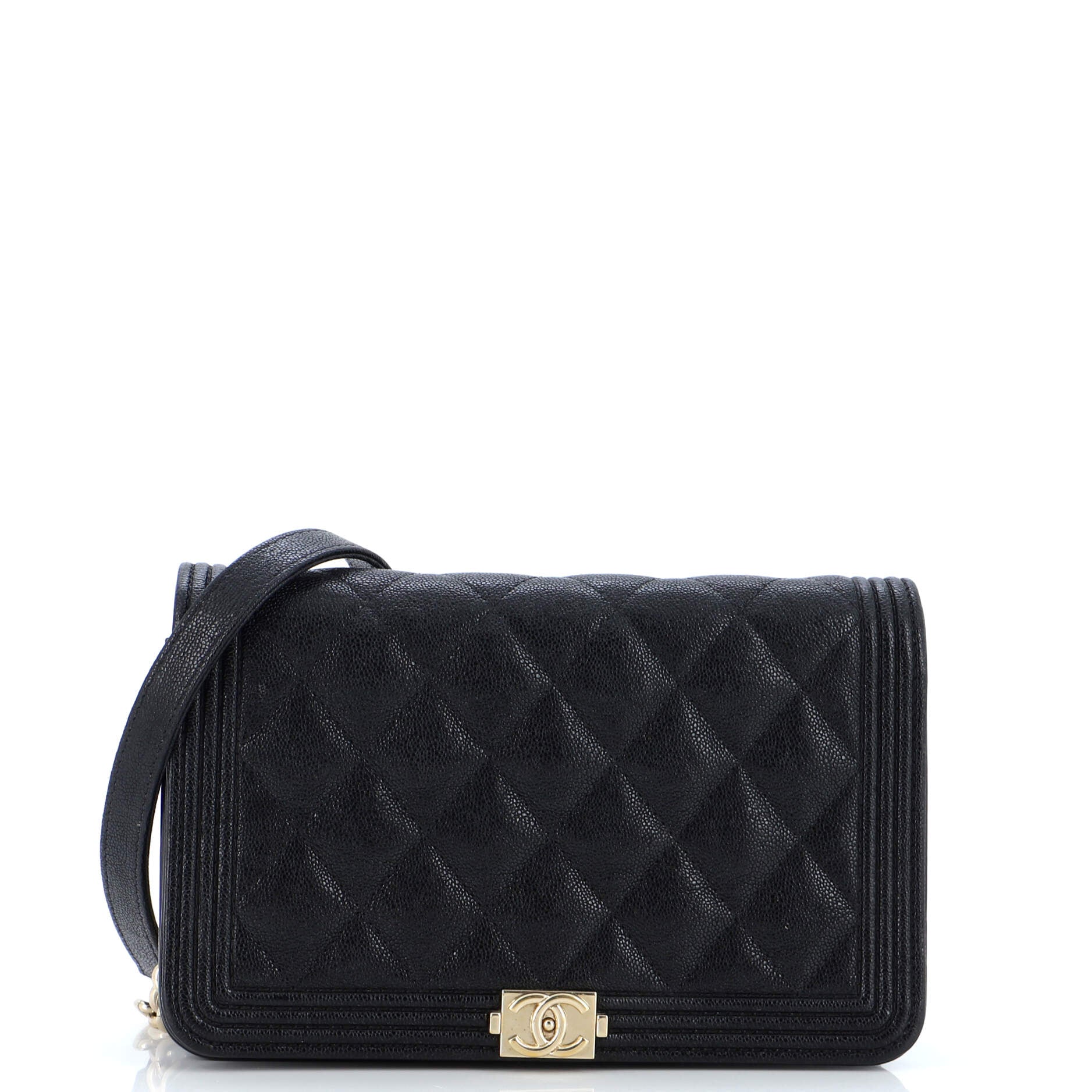 CHANEL Boy Wallet on Chain Quilted Caviar