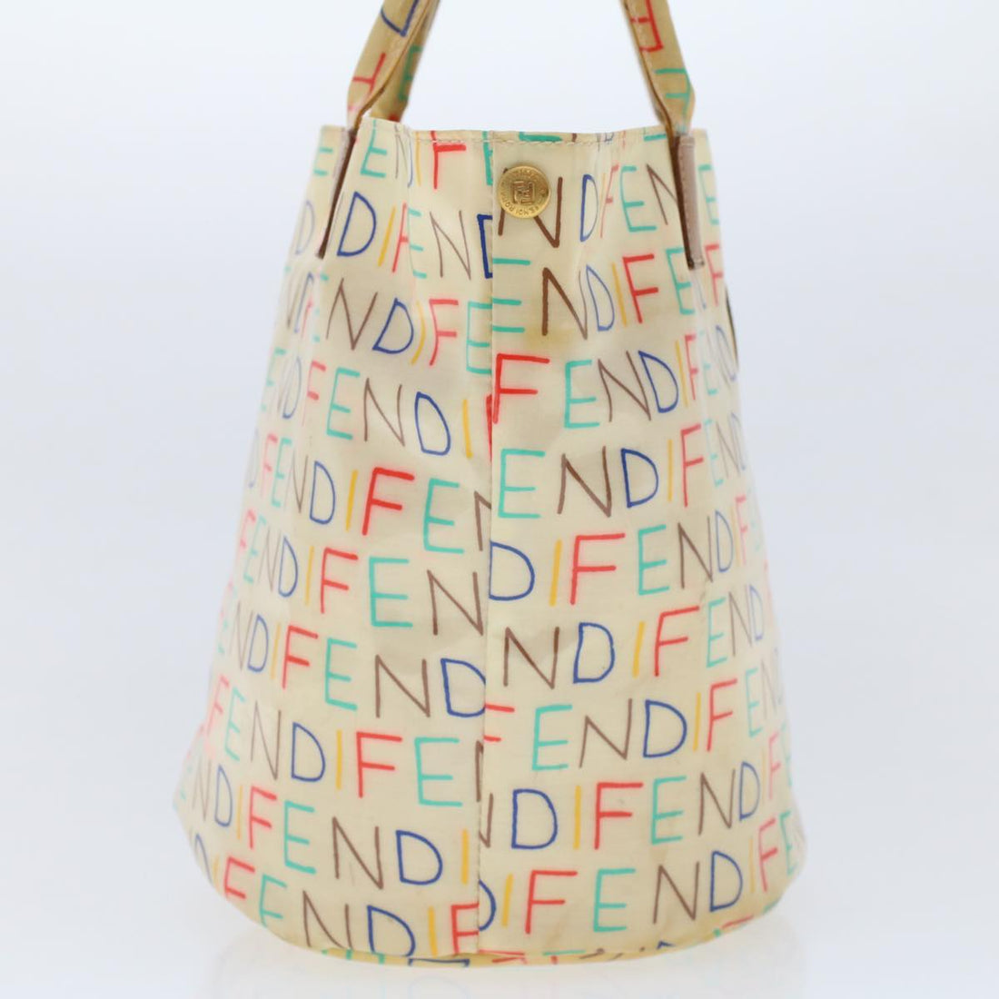 FENDI Hand Bag Patent leather Beige Auth 48752