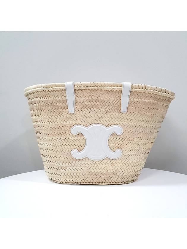 CELINE Triomphe Classic Medium Panier Shoulder Bag White