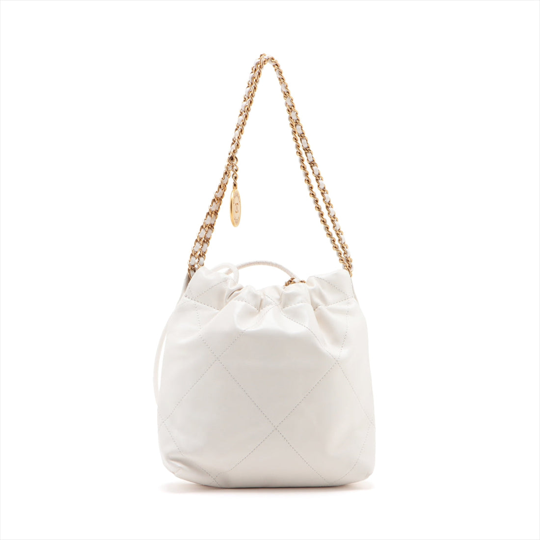 Chanel 22 Mini Leather Chain Shoulder Bag White G  AS3980