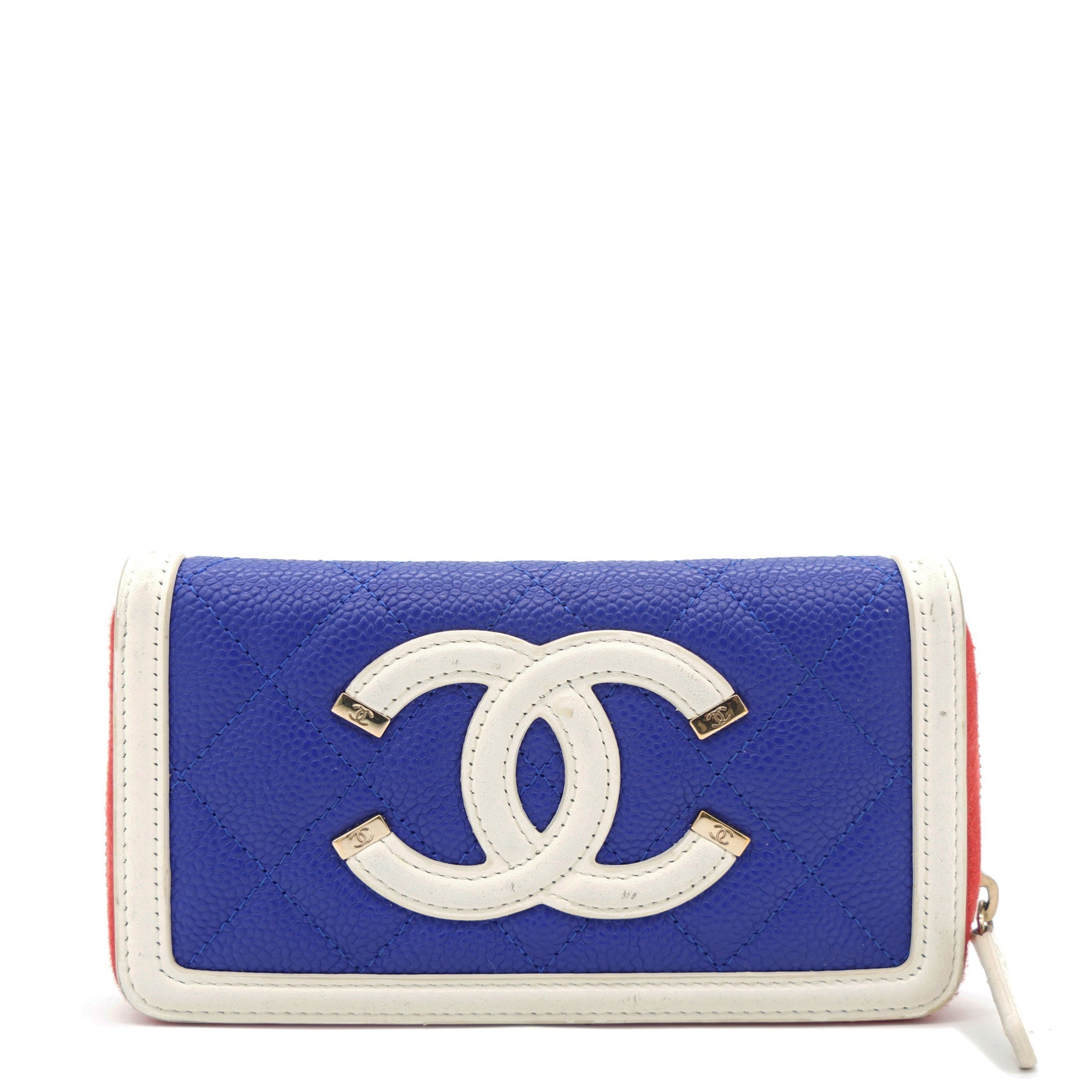 Chanel Caviar CC Filigree Zip Around Wallet