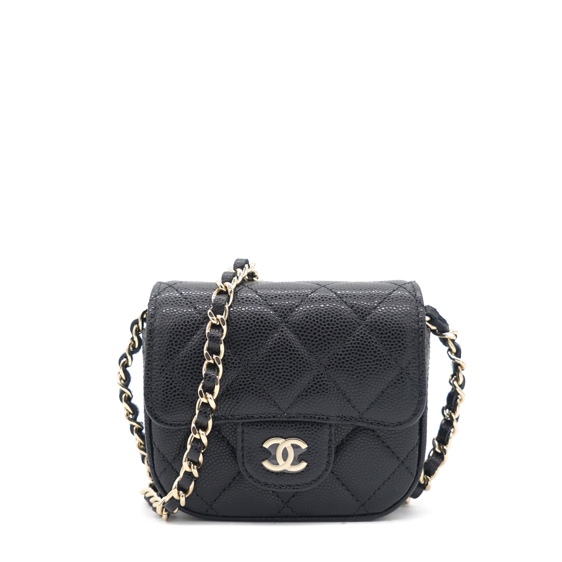 Chanel Caviar Quilted Mini Clutch With Chain Black