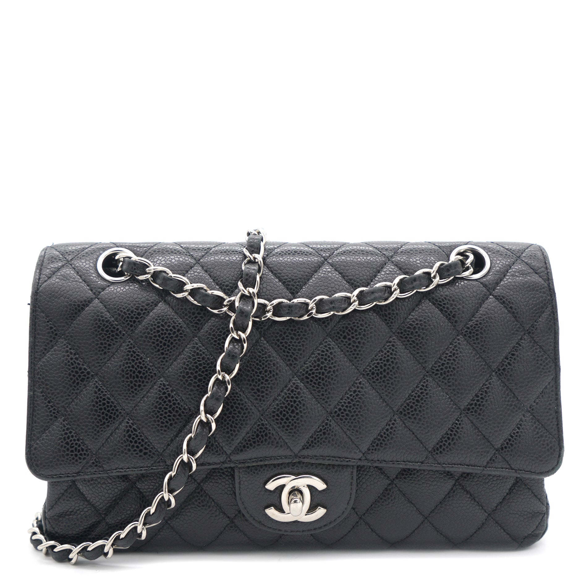 Chanel Caviar Quilted Medium Double Flap Black SHW