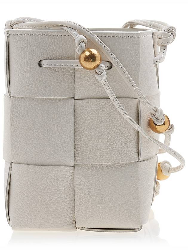 Bottega Veneta Cassette Intrecciato Mini Bucket Bag White