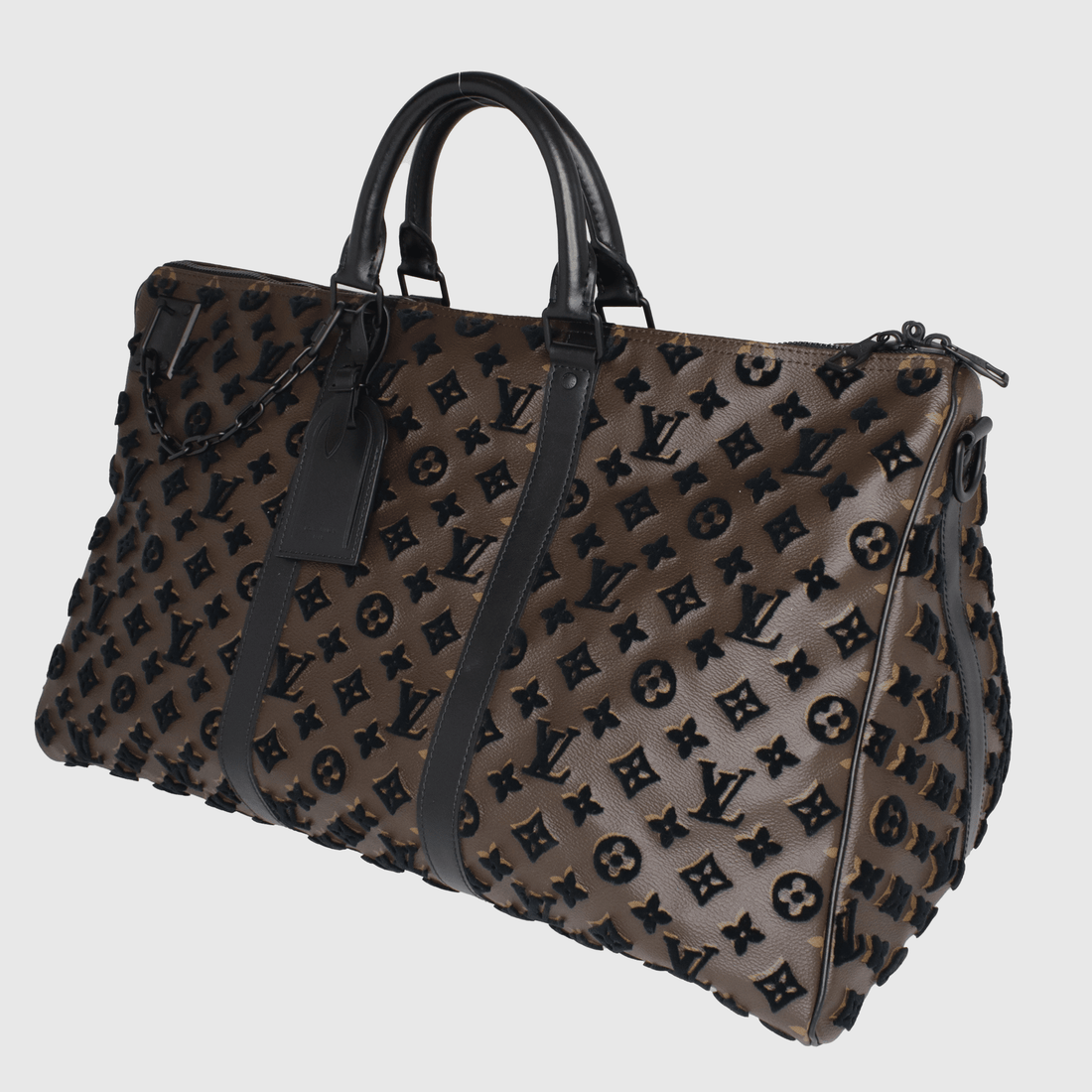 Brown/Black Monogram Tuffetage Limited Edition Keepall 50 Triangle Bandouliere