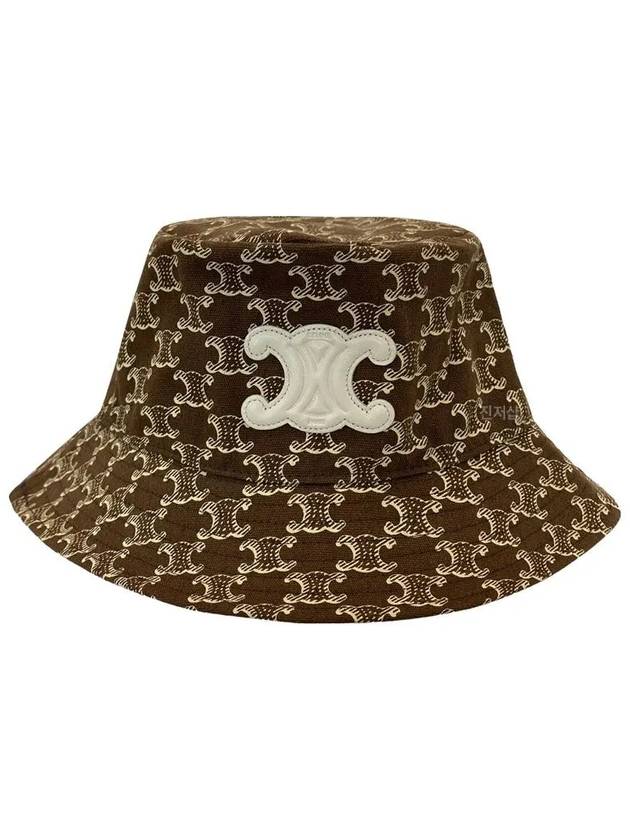 CELINE Triomphe Bucket Hat Dark Brown