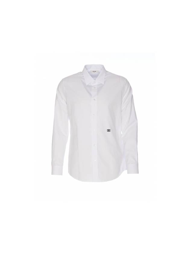 CELINE Triomphe Loose Long Sleeve Shirt White