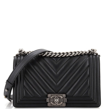 CHANEL Boy Flap Bag Chevron Lambskin Old Medium
