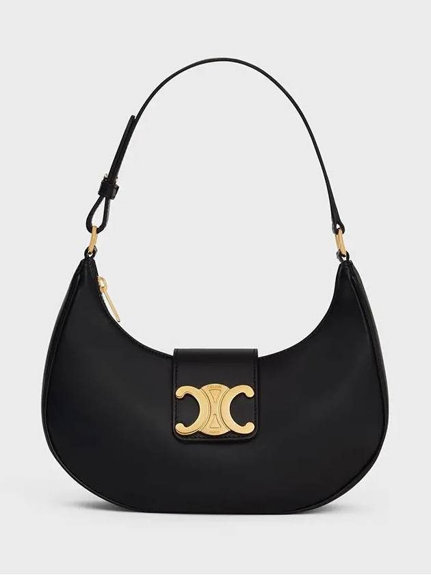 CELINE Ava Triomphe Smooth Calfskin Shoulder Bag Black