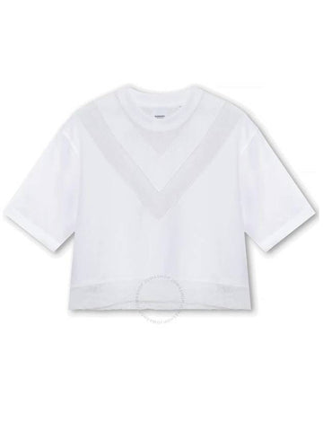 Burberry Burberry Lace V Paneled Boxy T Shirt Size Large