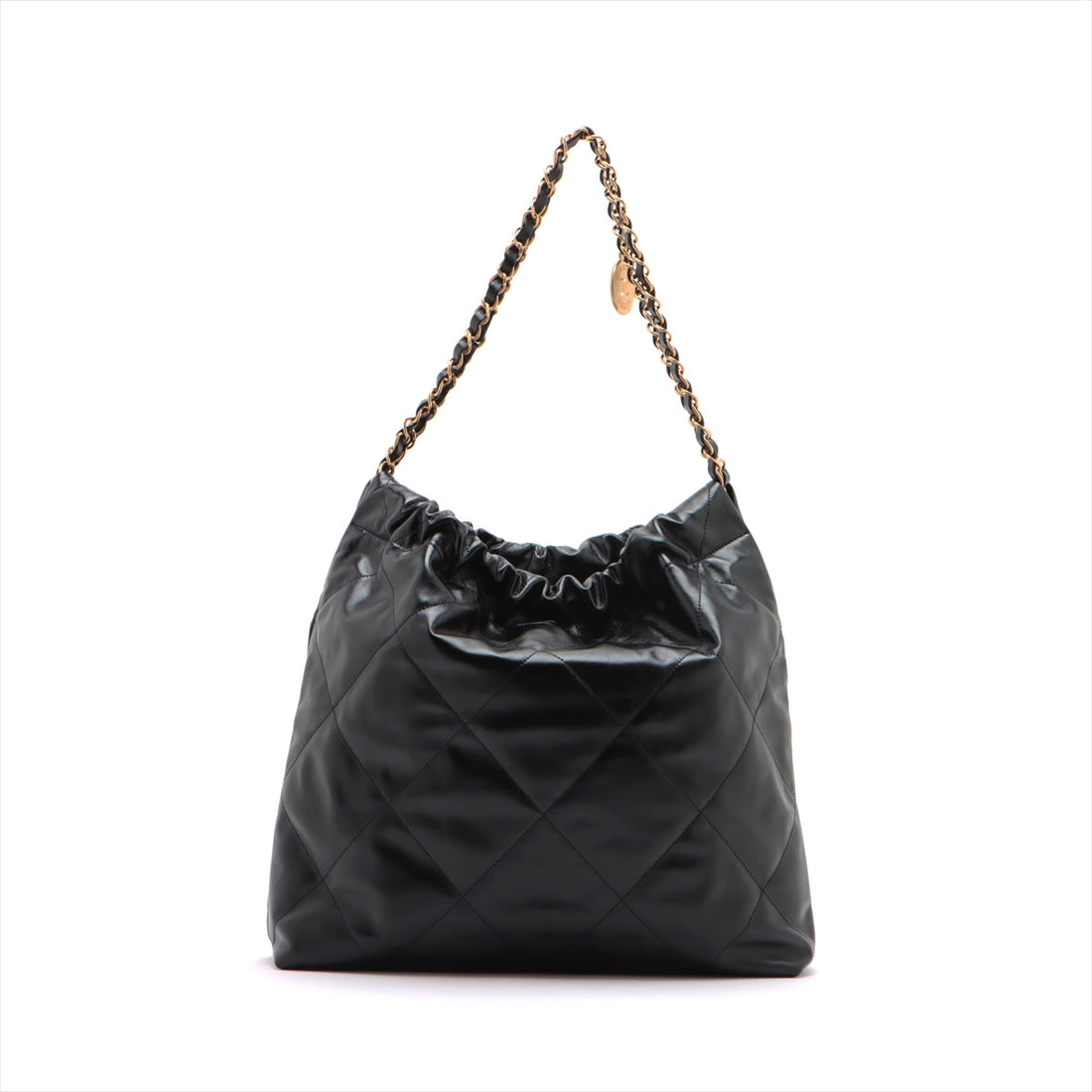 Chanel 22 Leather Chain Shoulder Bag Black G  AS3261