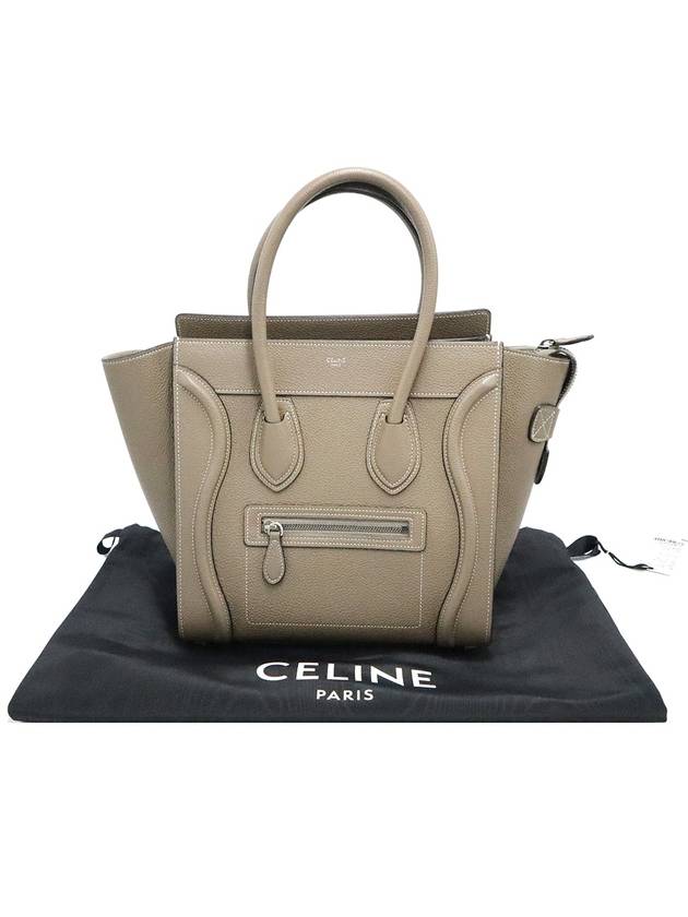 CELINE Celine 189793DRU 09SO Repair Drum Calfskin Micro Luggage Shopper Tote Bag