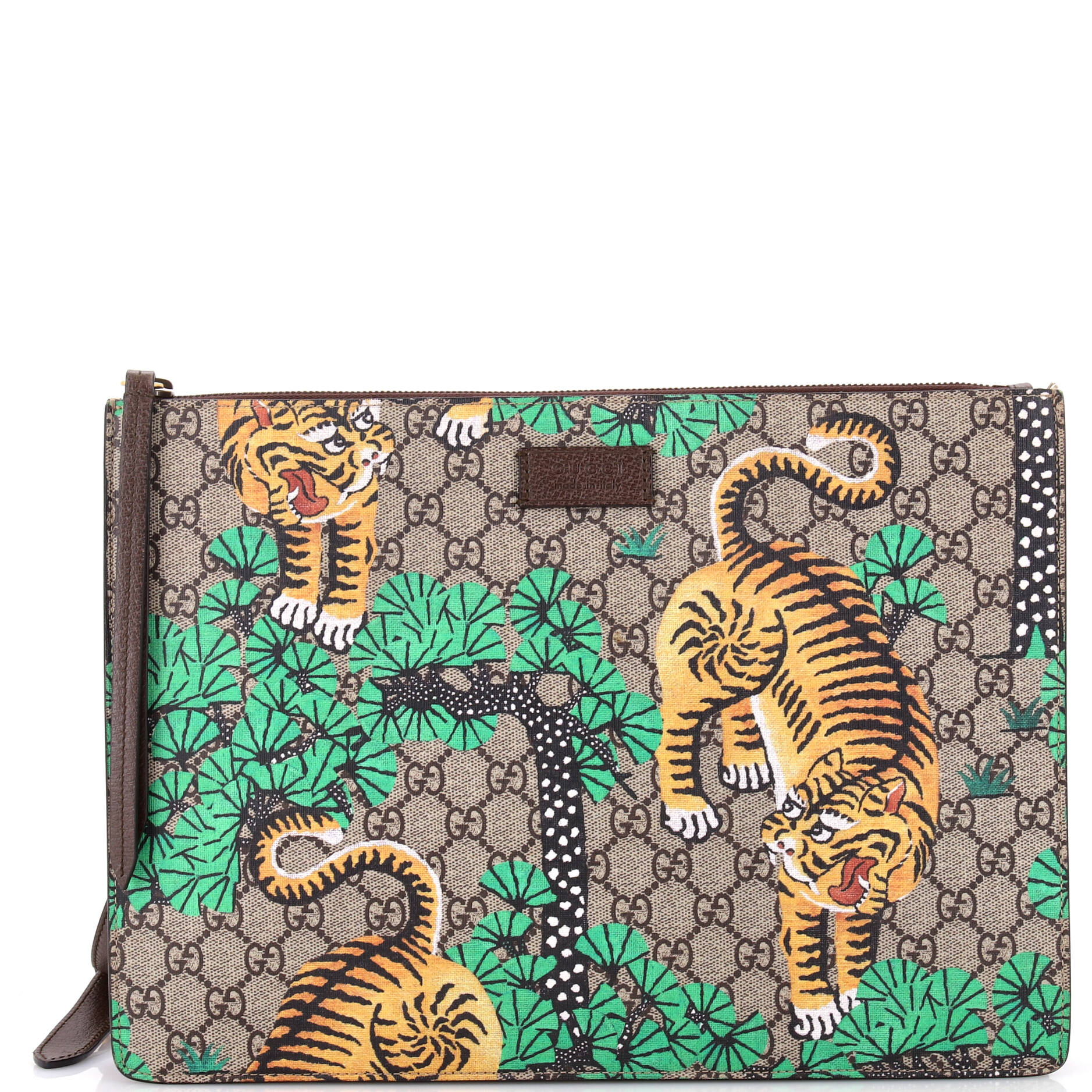 Convertible Clutch Bengal Print GG Coated Canvas Large