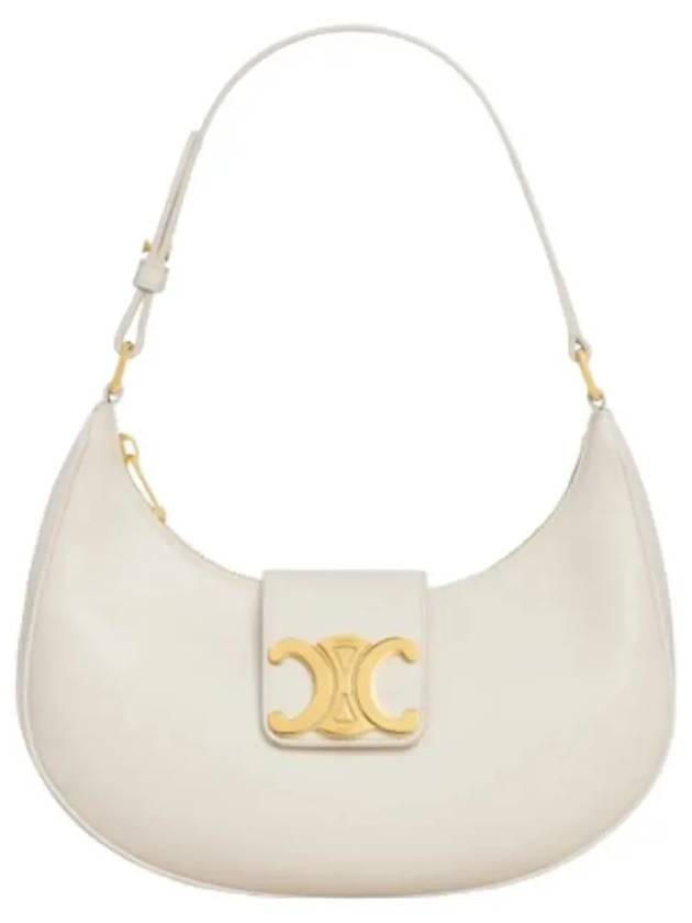 CELINE Ava Triomphe Smooth Calfskin Shoulder Bag White