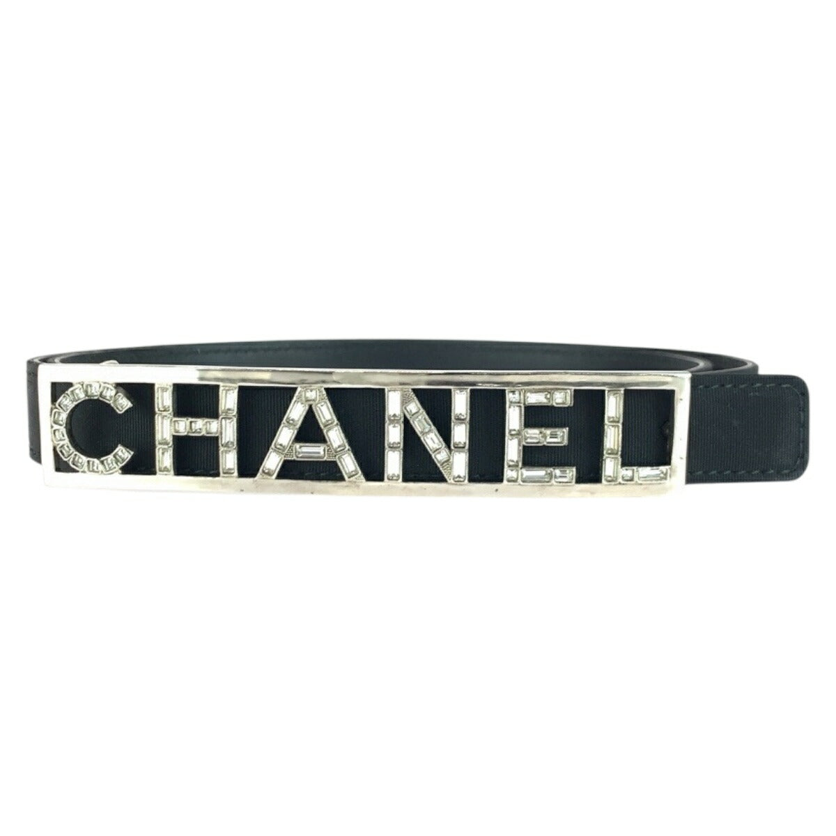 Chanel Logo Line Stone Leather Belt