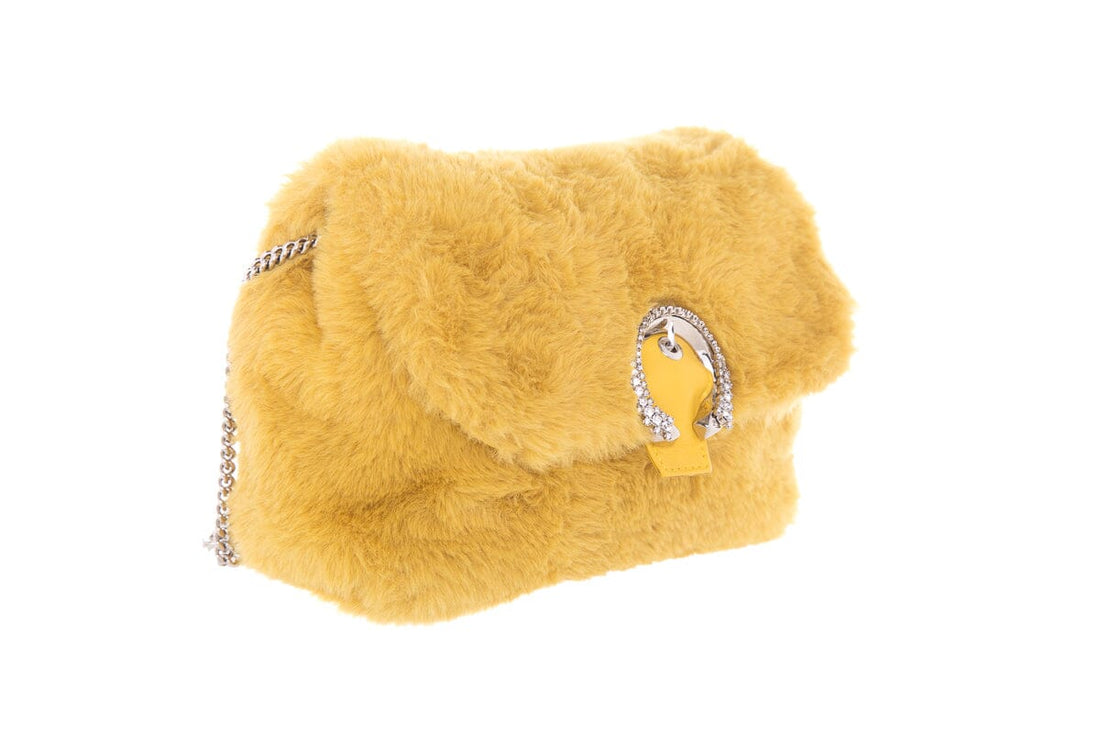 Jimmy Choo MADELINE Yellow Faux Fur Cross-Body