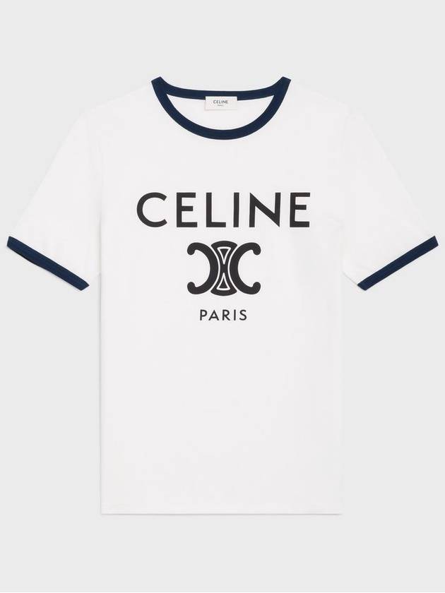 CELINE Paris T-Shirt in Cotton Jersey Black White