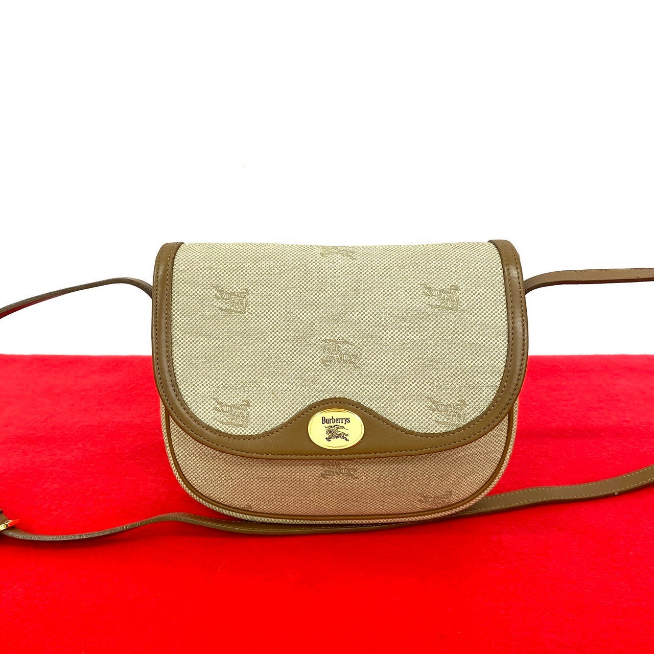 Burberrys Shadow Horse Logo Leather Shoulder Bag