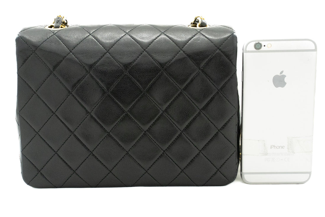 CHANEL Mini Square Small Chain Shoulder Bag Crossbody Black Quilt k44
