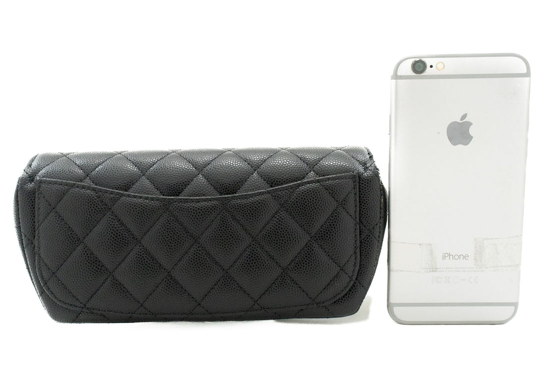 CHANEL Flap Phone Holder With Chain Bag Black Crossbody Clutch j99