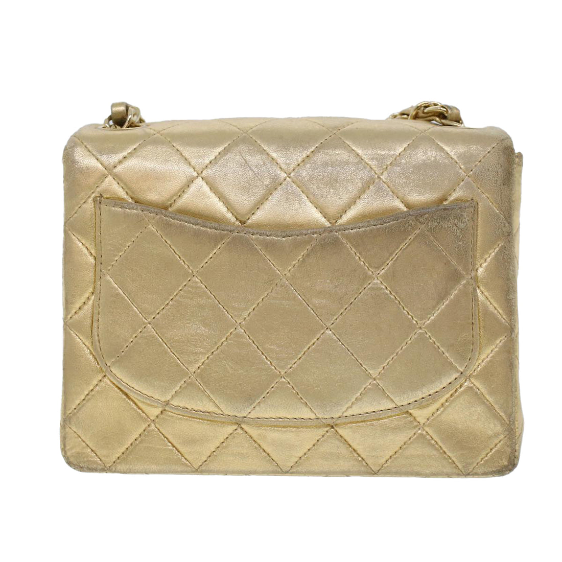 Top Quality Chanel Matelasse Turn Lock Chain Shoulder Bag Lamb Skin Gold CC Auth 53752A