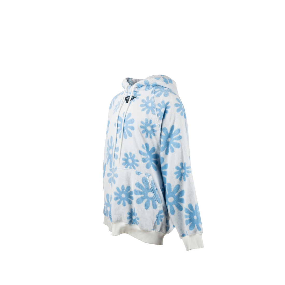 Prada size XS flower print drawstring hoodie Cotton multicolour light blue / white