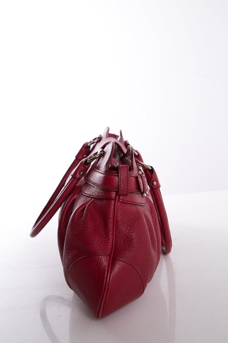 Salvatore Ferragamo Red Grained Leather Handle Bag
