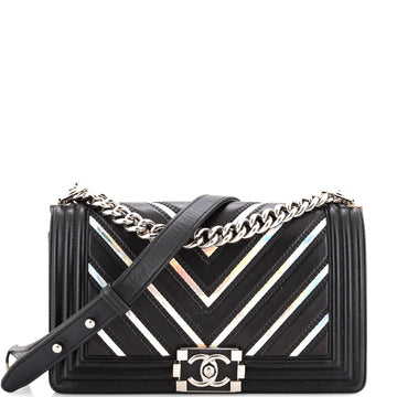 CHANEL Boy Flap Bag Chevron Lambskin with Holographic PVC Old Medium
