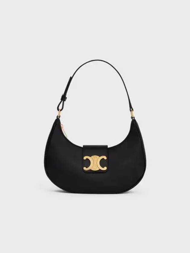 CELINE Ava Triomphe Smooth Calfskin Shoulder Bag Black