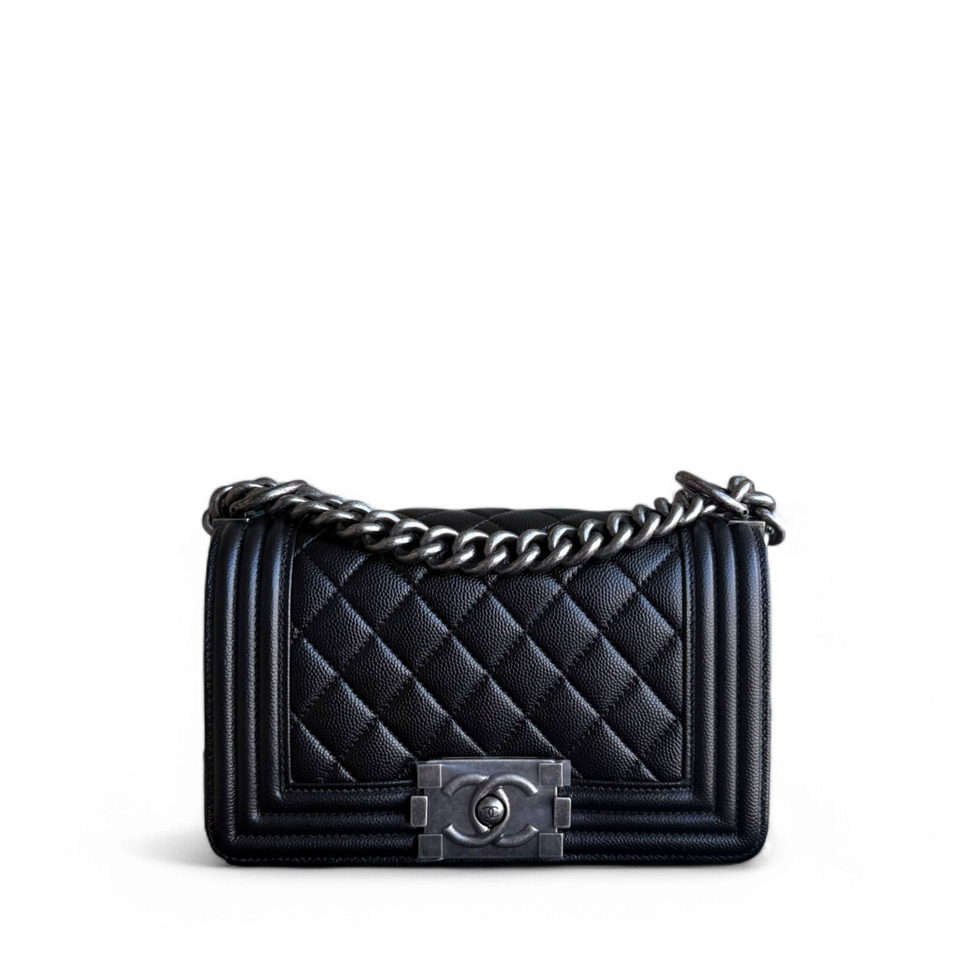 Chanel Boy Small - Caviar 20CM Quilted Black Ruthenium Silver Hardware Series 25