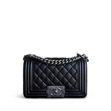 Chanel Boy Small - Caviar 20CM Quilted Black Ruthenium Silver Hardware Series 25