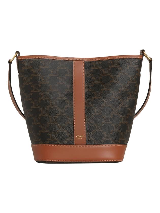 CELINE Triomphe Small Canvas Bucket Bag Tan