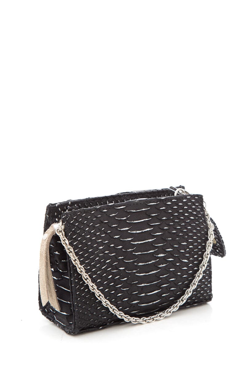 Blu + Baker Black Mini Genuine Snakeskin Handbag NWT