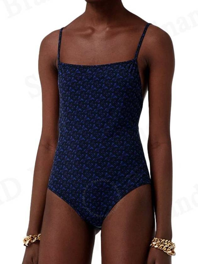 Burberry Burberry Deep Royal Blue TB Monogram Print One Piece Swimsuit Size X Small