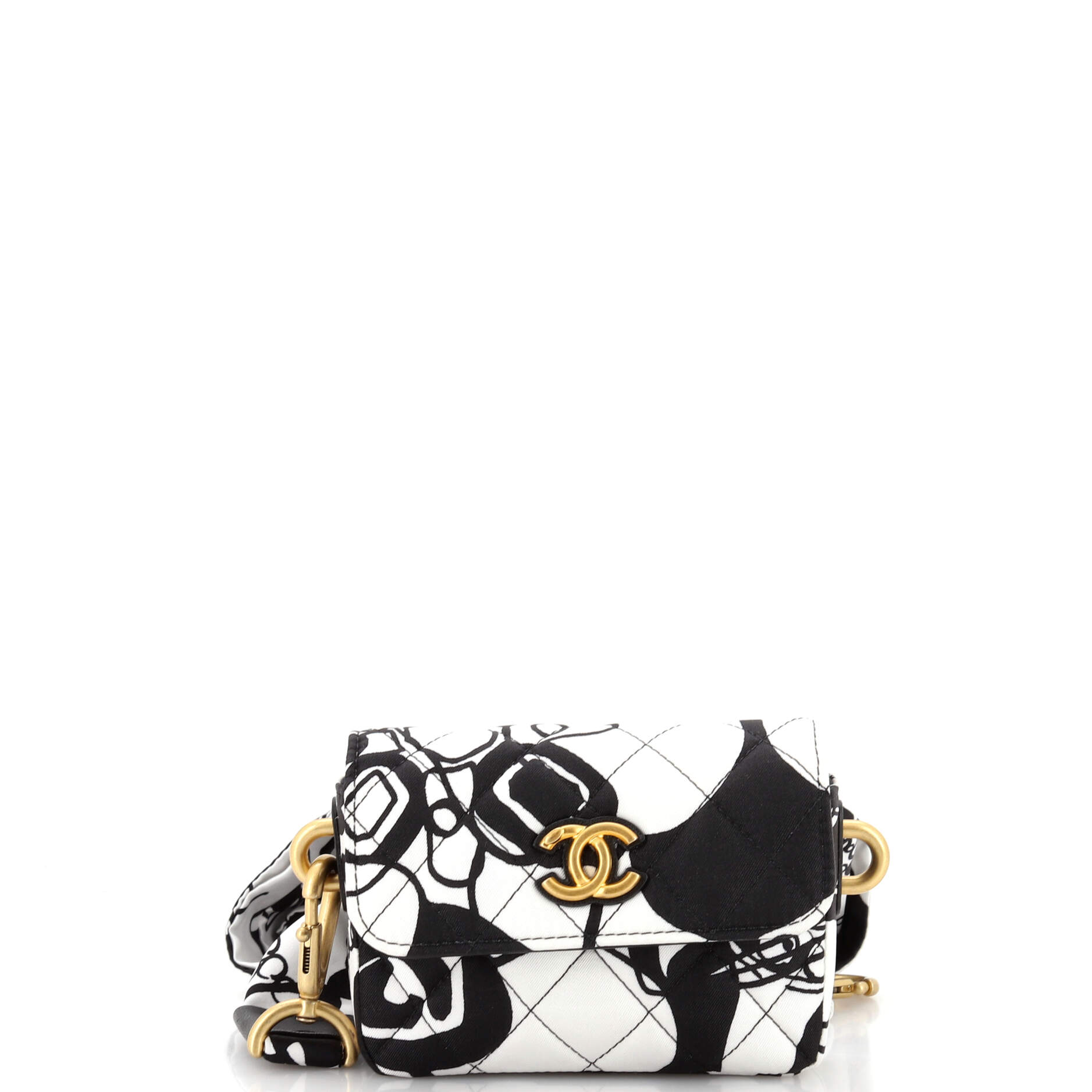 CHANEL Deer Coco Flap Clutch with Strap Bag Quilted Printed Canvas Mini