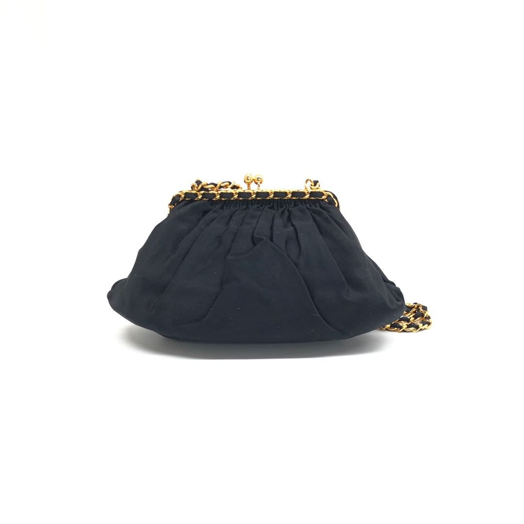 Chanel Kiss Lock Bag Velvet Shoulder Bag